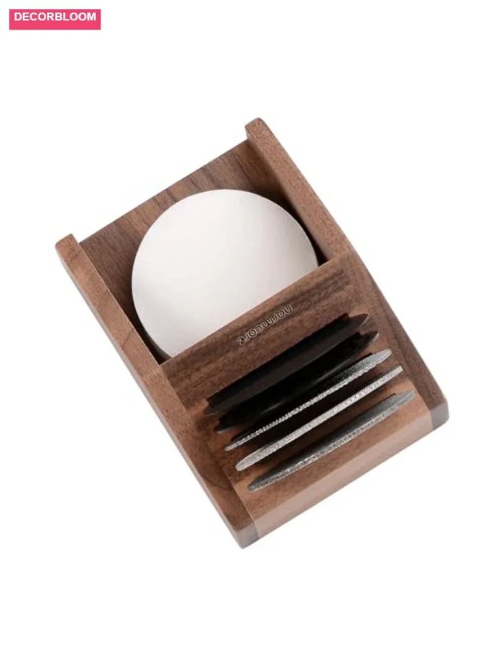 Walnut Espresso Filter Holder Organizer Holds 5 Puck Screens